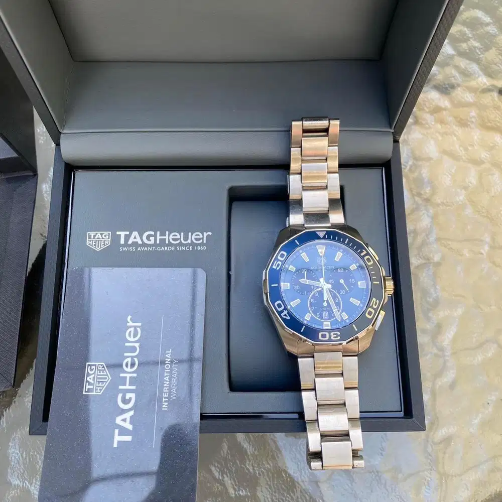 Jam Tangan TagHeuer Aquaracer Quartz Chrono Blue Dial SS/S