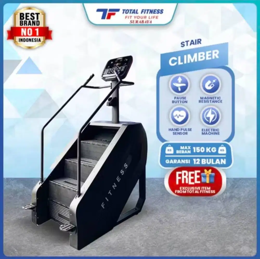 Commersial Stair Climber Electric Alat Olahraga Kardio Naik Turun