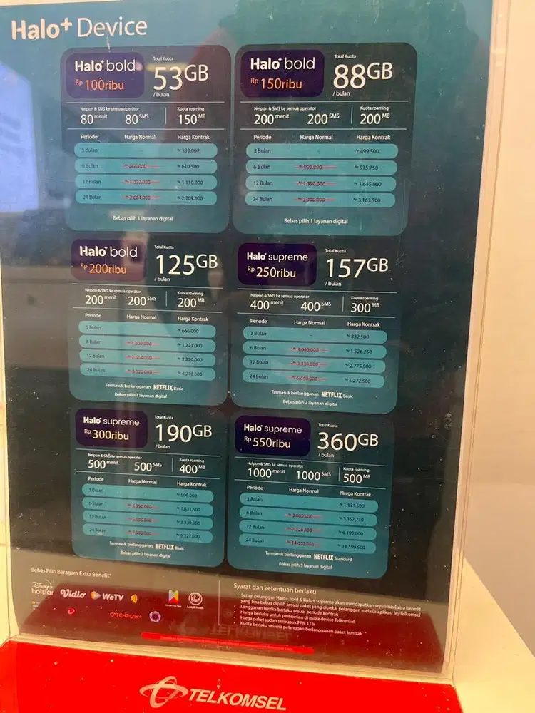 Telkomsel Halo+ kuota 53GB setiap bulan