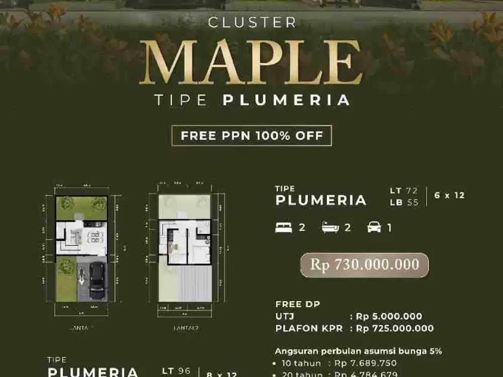 Harga 700 juta an tapi 2 lantai