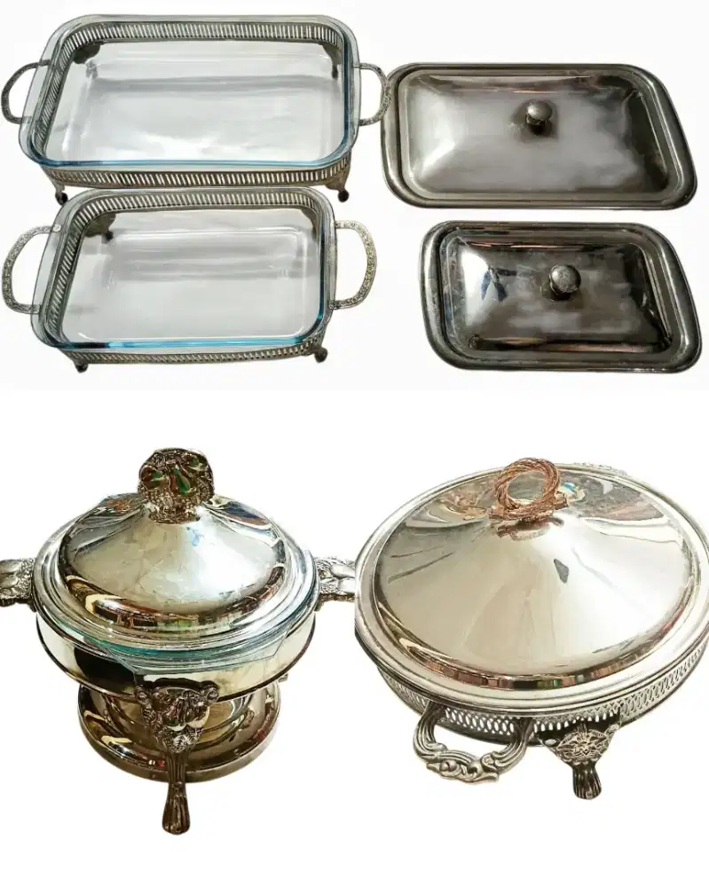4 silverware wadah Perak & Pyrex Saji Made in Brazil