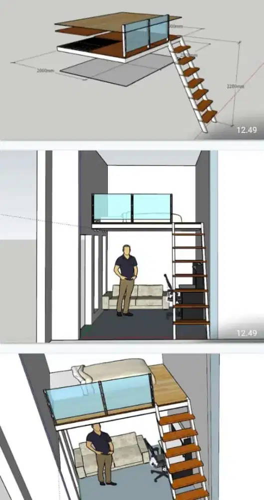 desain mezzanine multifungsi bisa untuk rooftob maupun kamar tidur