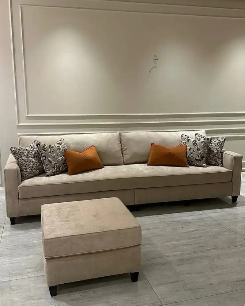 Sofa 3 dudukan puff kotak taupe