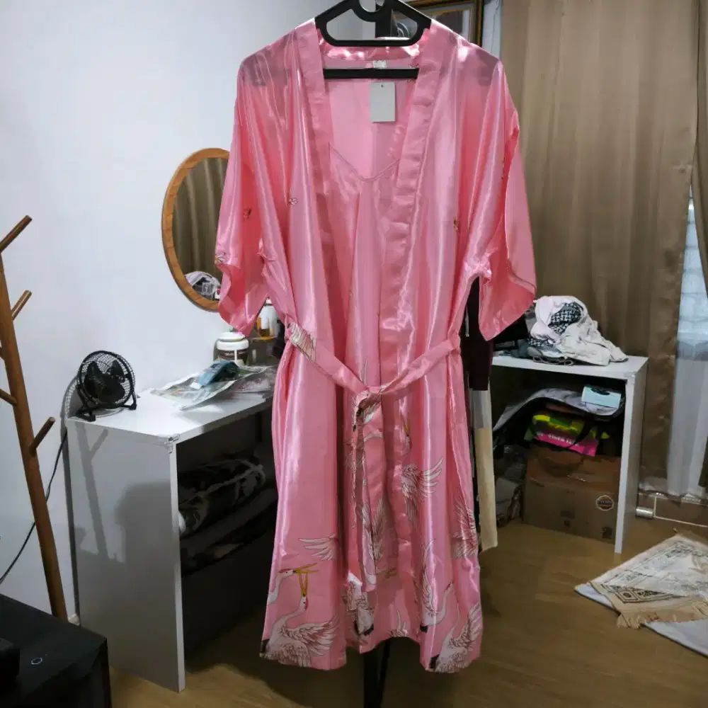 2 in 1 Kimono Baju Tidur Pink Sexy Inner Outer Wanita