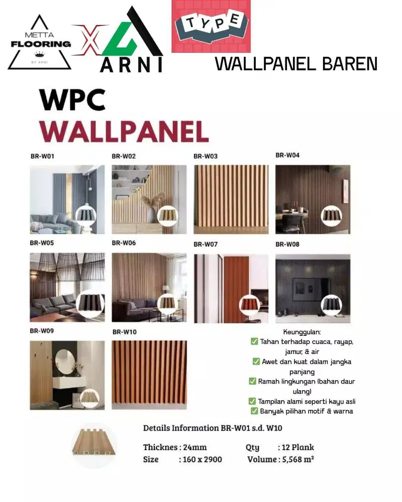 WPC Wallpanel BEREN | Panel Dinding Motif Kayu Asli, Tahan Cuaca & Ram