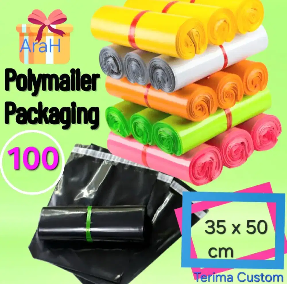 Kantong packing polymailer silver abu dan hitam