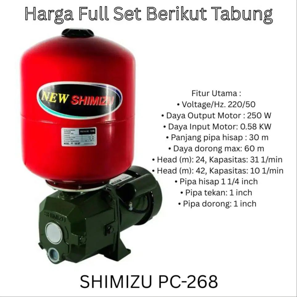 Mesin Pompa Air Jet Pump Shimizu PC-268 Bit Jetpump