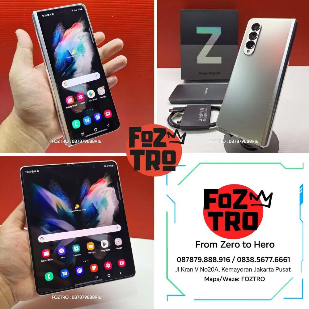Samsung Galaxy Z Fold 3 5G 12/512GB Silver Fullset ORI RESMI No Minus