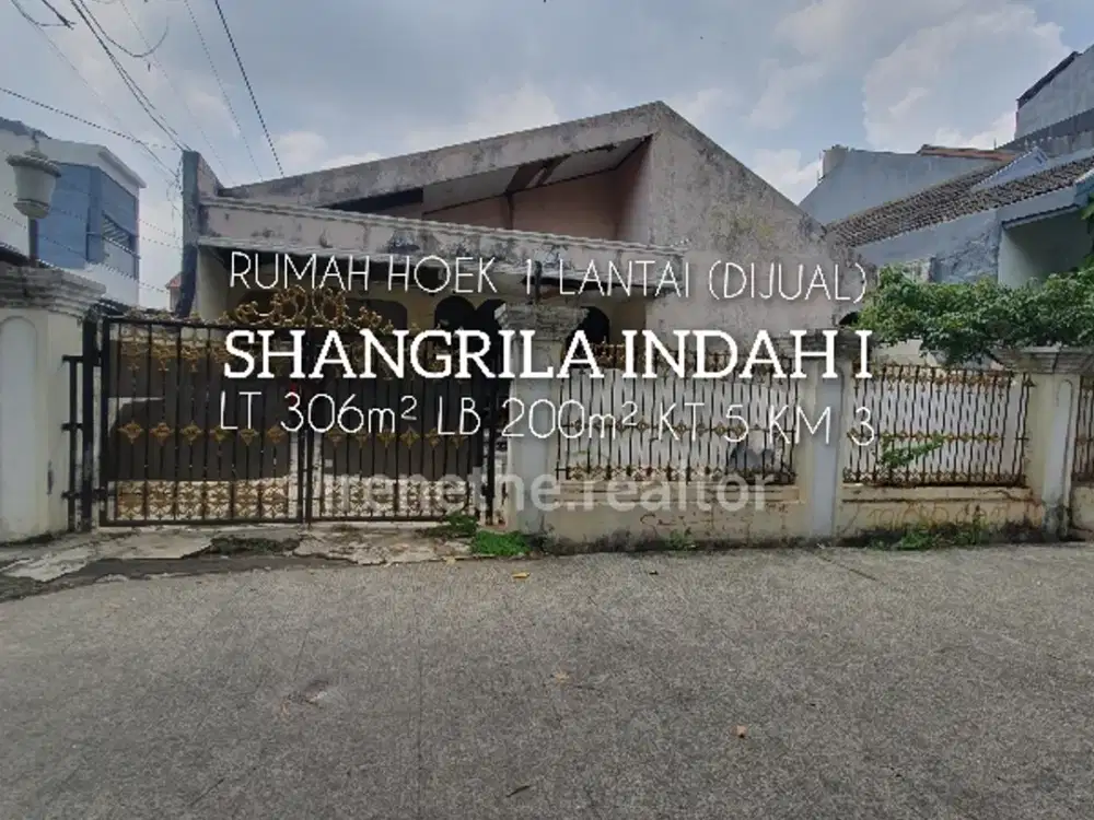 Rumah Hoek 1 Lantai di Shangrila Indah Ciledug