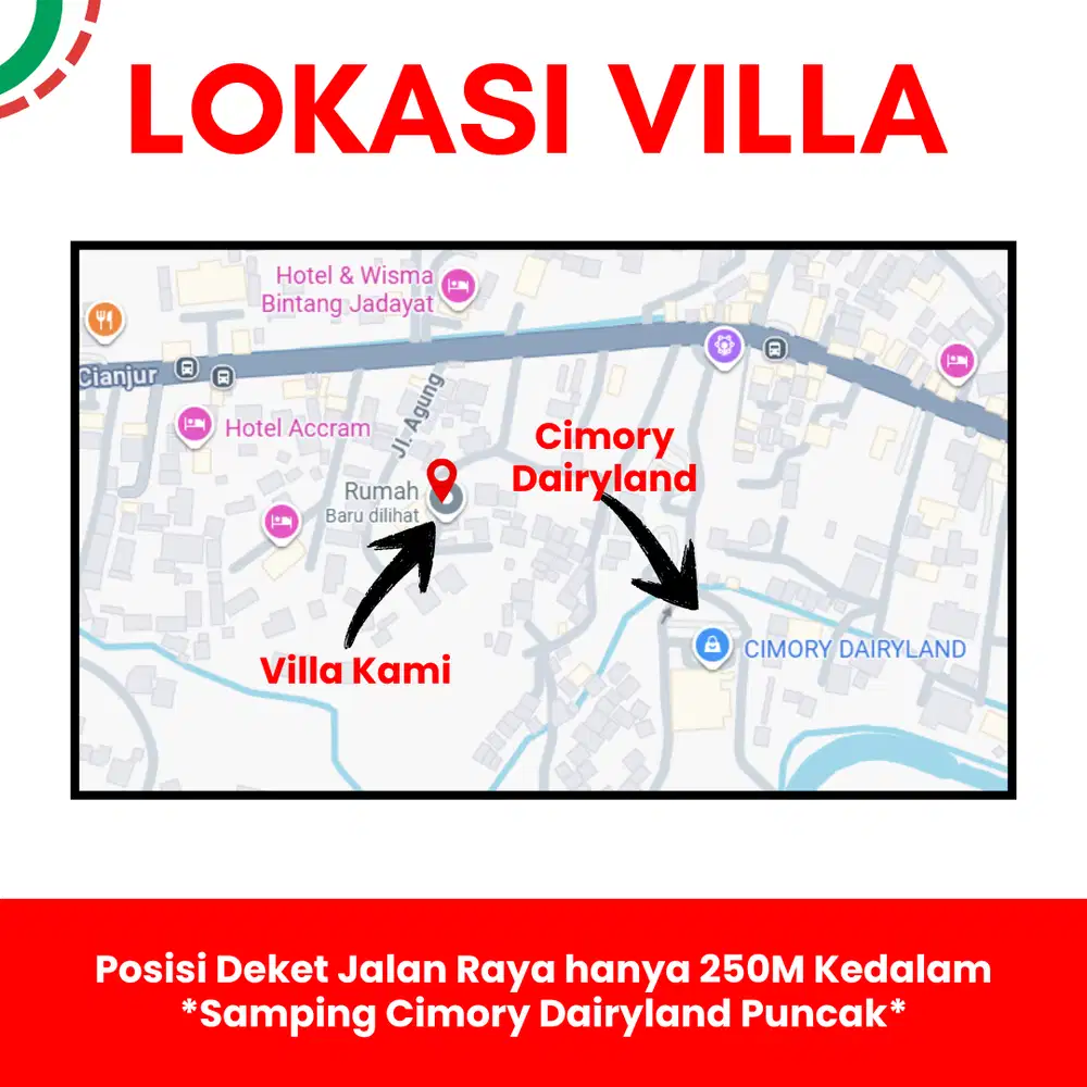 Disewakan Villa Nyaman di Puncak – Lokasi Strategis Dekat Cimory Dairy