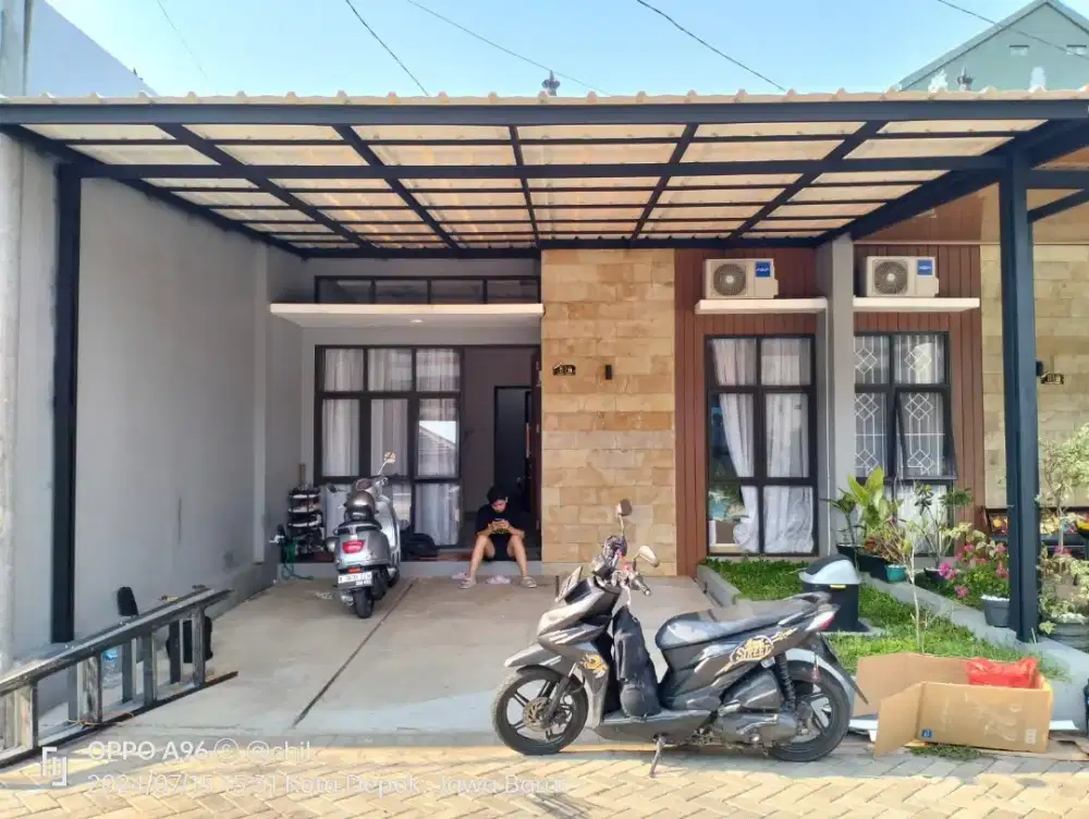 Kanopi alderon singel cet rangka terpasang