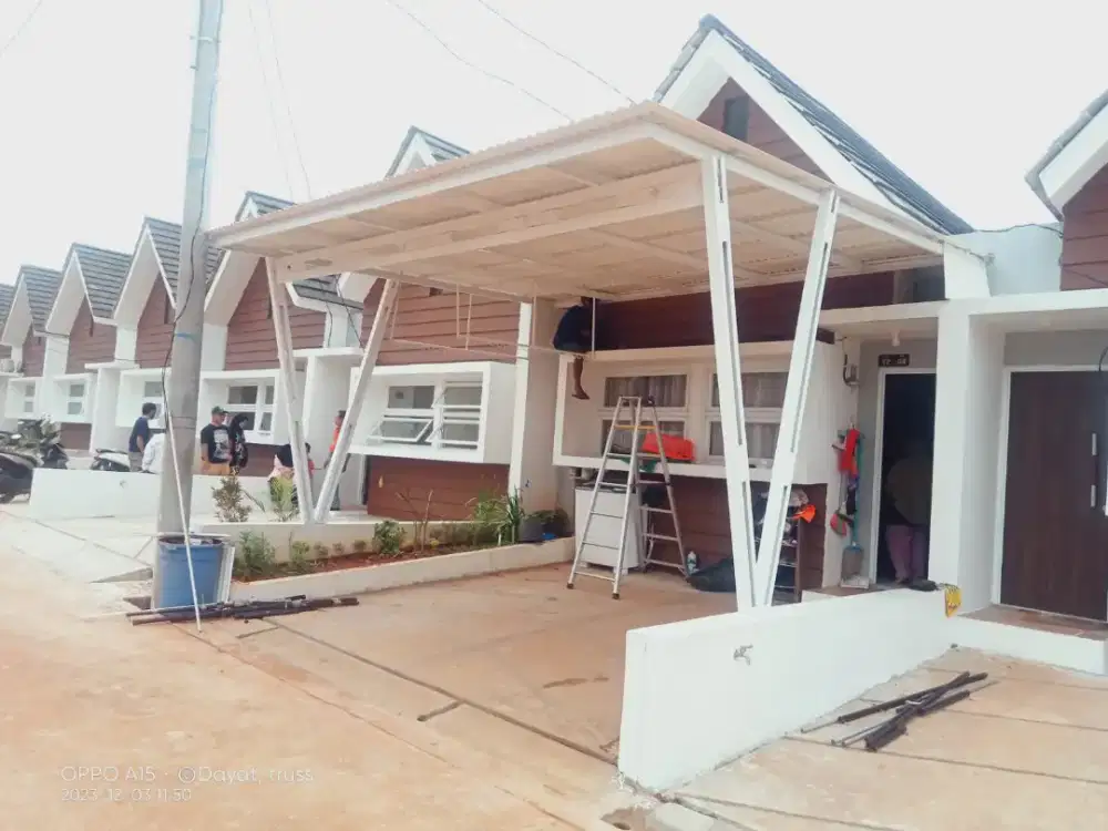 Kanopi alderon singel cet rangka terpasang