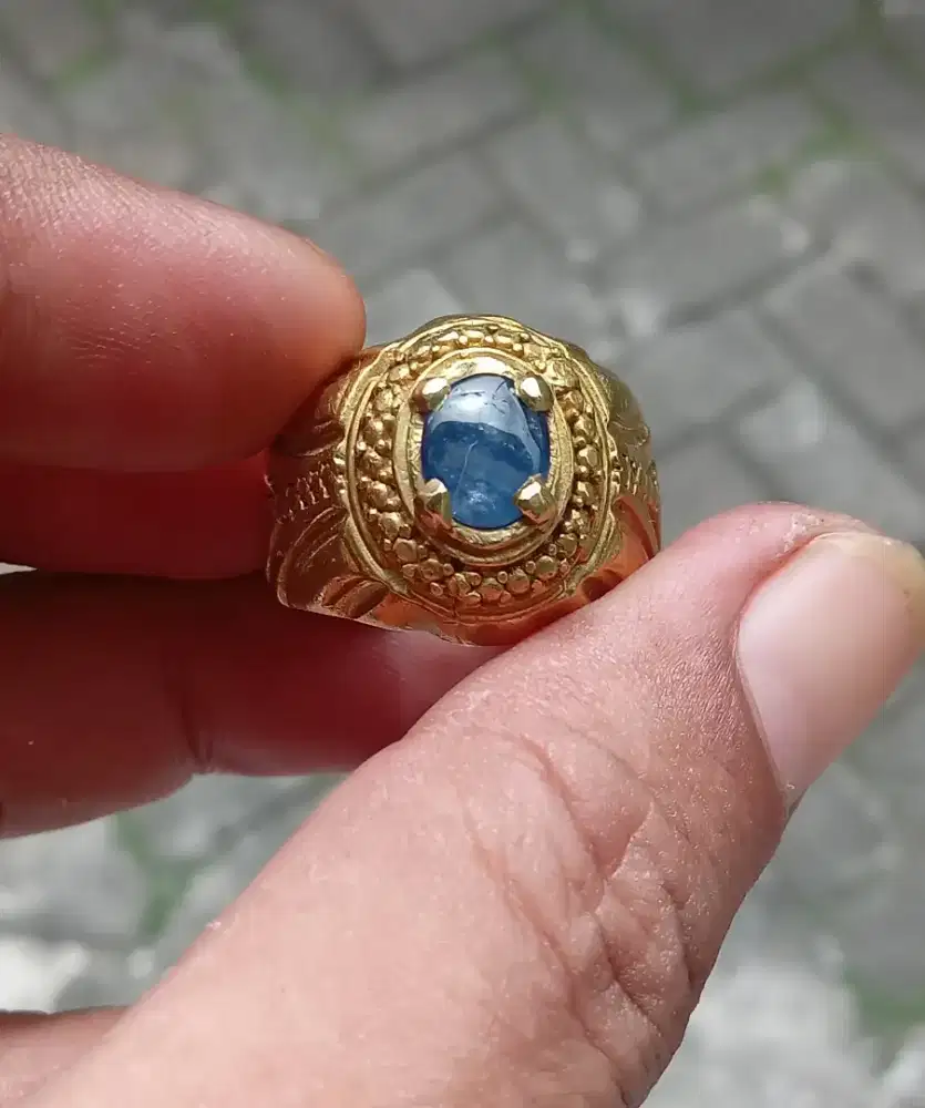 Batu cincin permata asli blue safir kantoran