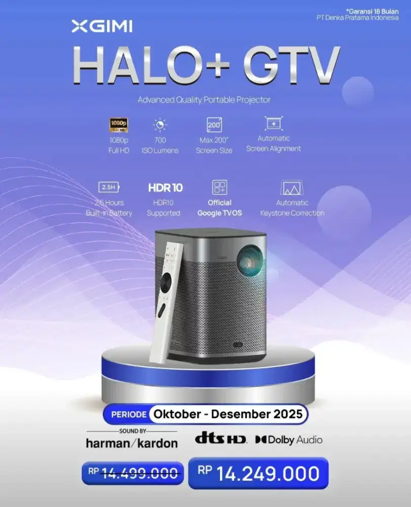Cicilan proyektor portable XGIMI HALO+ GTV Cuma Pakai KTP