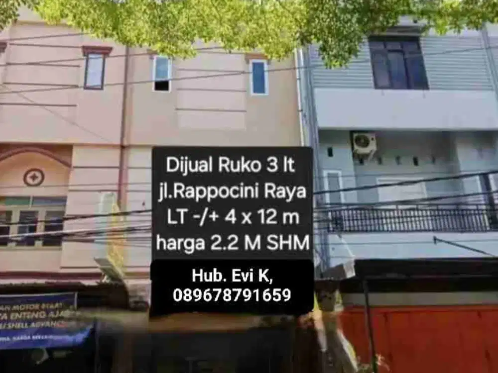 Di Jual Ruko 3 lt, jl.Rappocini