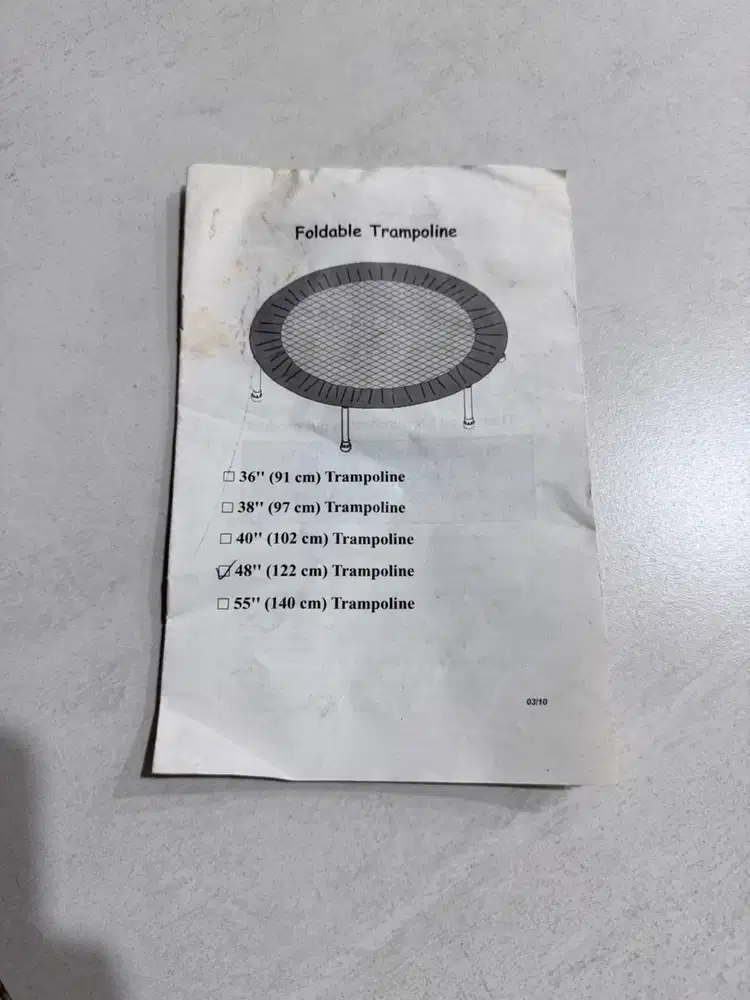 Trampoline Diameter 122cm Bisa DIlipat Lengkap Dengan Tas