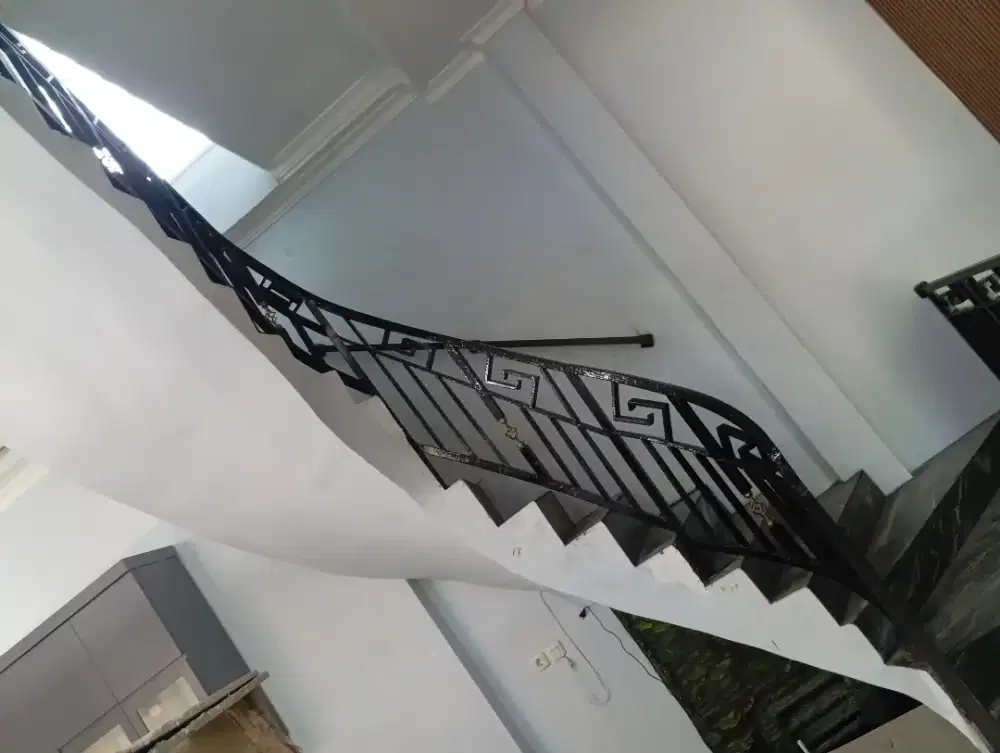 Ralling tangga spiral, ralling balkon, canopy, pagar