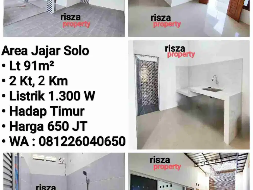 Jual Rumah Baru Area Dekat Manahan Solo, Hadap Timur