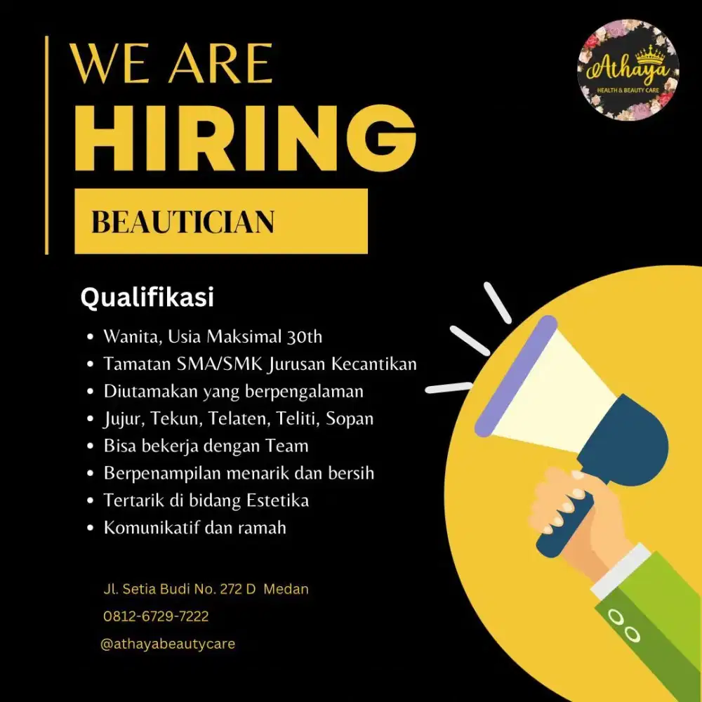 Dibutuhkan beauty Terapist