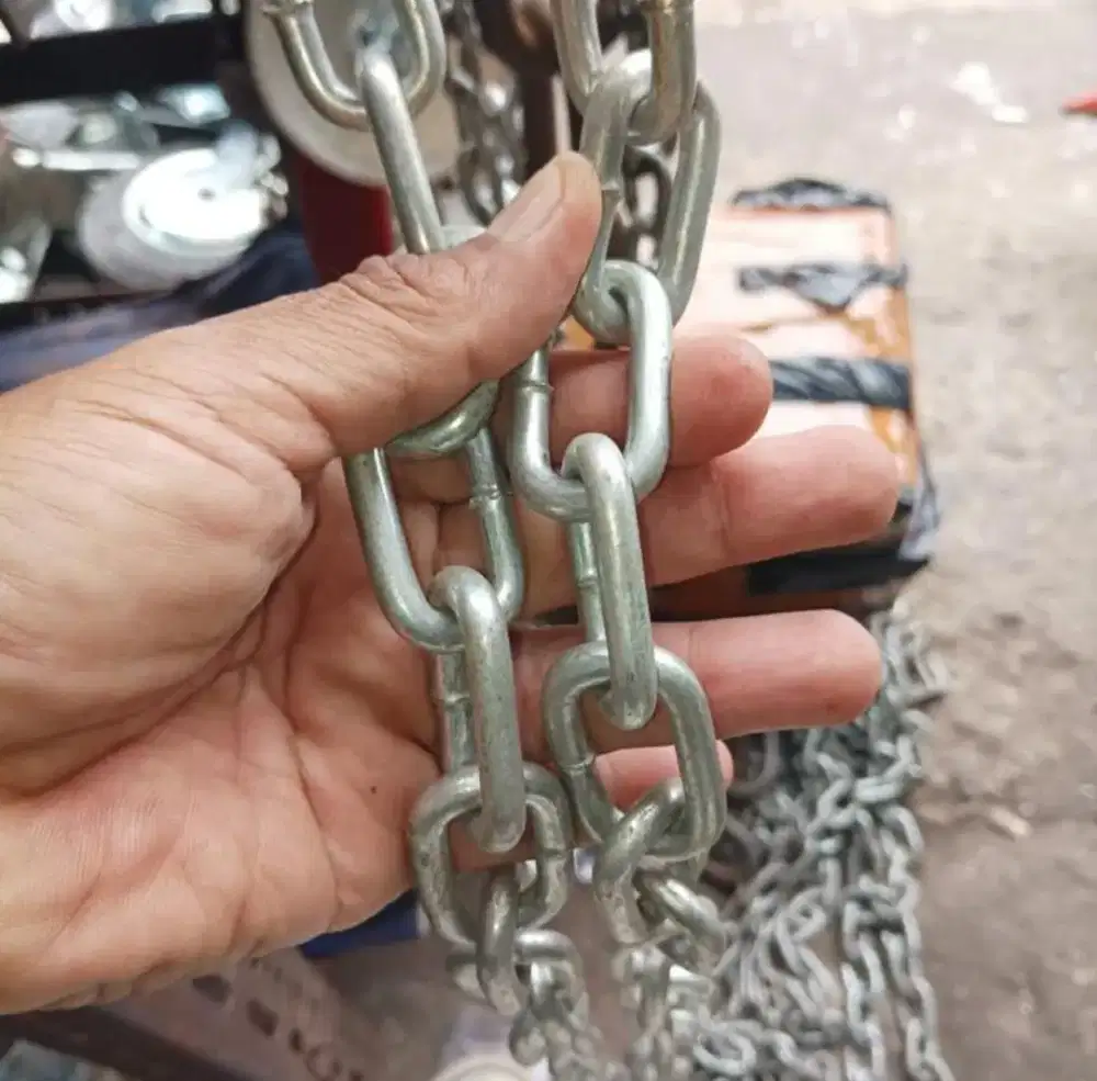 rantai besi m8 platting galvanice putih per 1m/iron chain 8mm putih