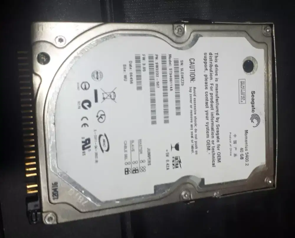 Hdd seagate 2,5inch 40gb soket IDE