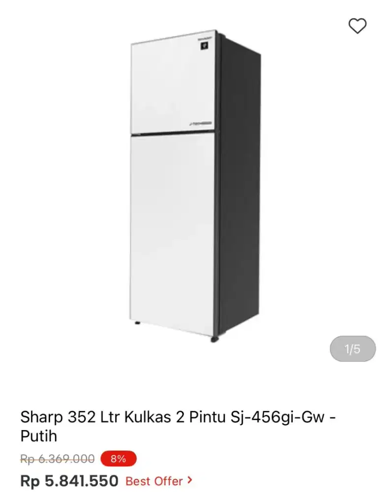 KULKAS SHARP 2 PINTU SJ-456GI-GW 352LTR