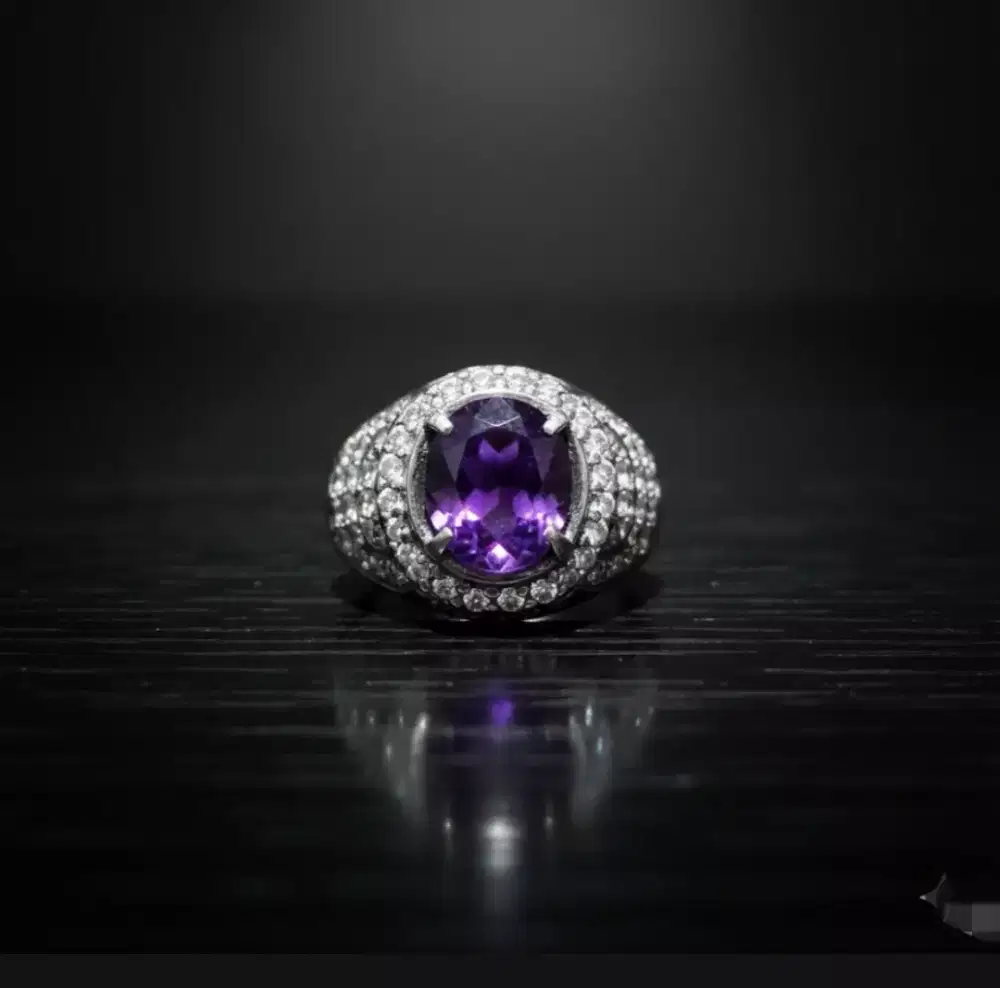 Batu kecubung ungu /amethys ring perak