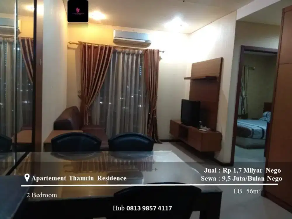 Dijual dan Disewakan Apartement Thamrin Residence Low Floor 2BR Full Furnished