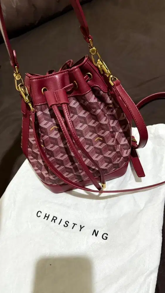 Christy Ng Giorgio Bucket Bag burgundy