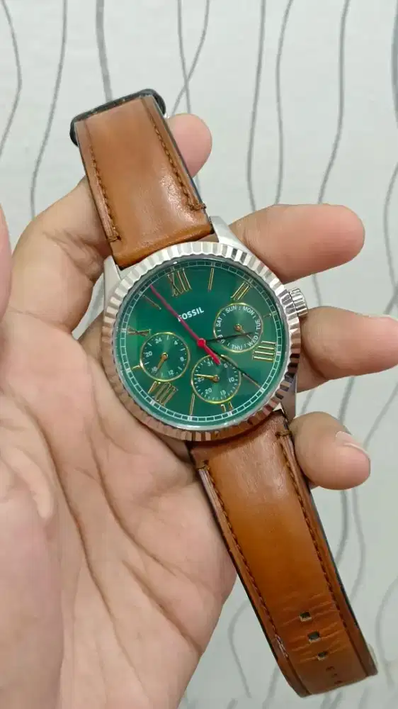 Jam tangan fossil original pria green dial