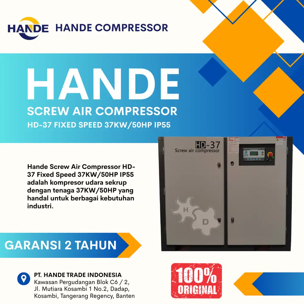Hande Screw Air Compressor HD-37 Fixed Speed  37KW/50HP IP55 8 Bar