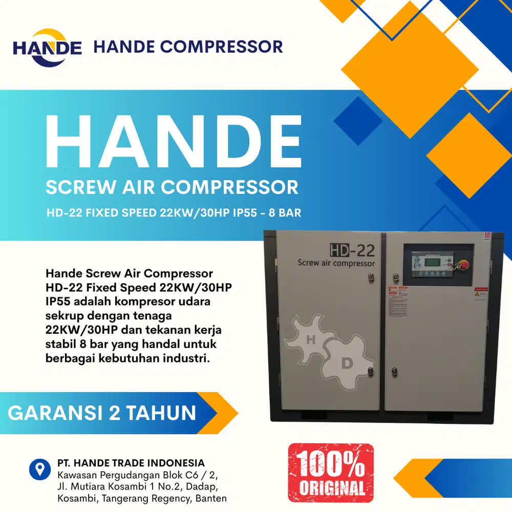 Hande Screw Air Compressor HD-22 Fixed Speed  22KW/30HP IP55 8 Bar