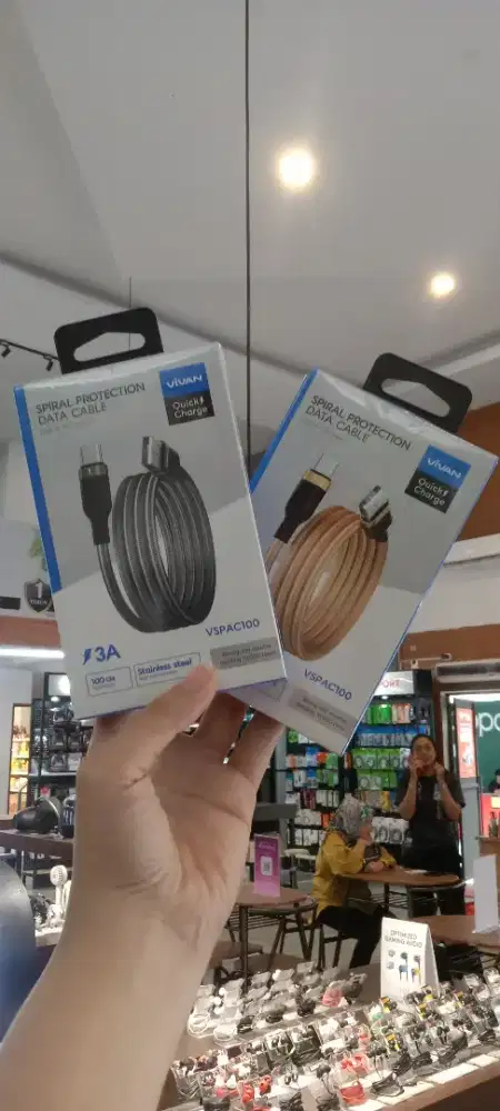 Vivan VSPAC100 Kabel Data Charger USB Type C 3A 15W Spiral Protection