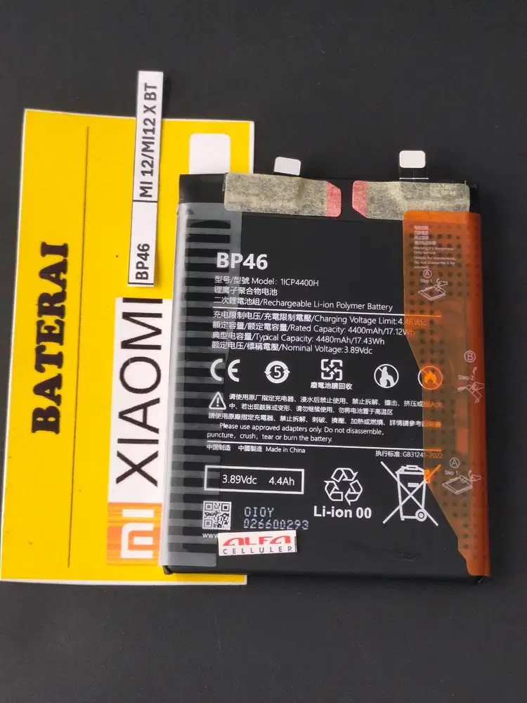 Baterai XIAOMI M12 BP46 / Baterai XIAOMI MI12X BP 46 ORIGINAL
