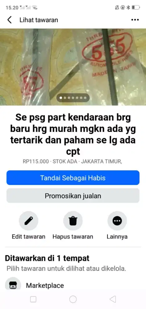 Se psg part kendaraan brg baru hrg murah mgkn ada yg perlu dan phm