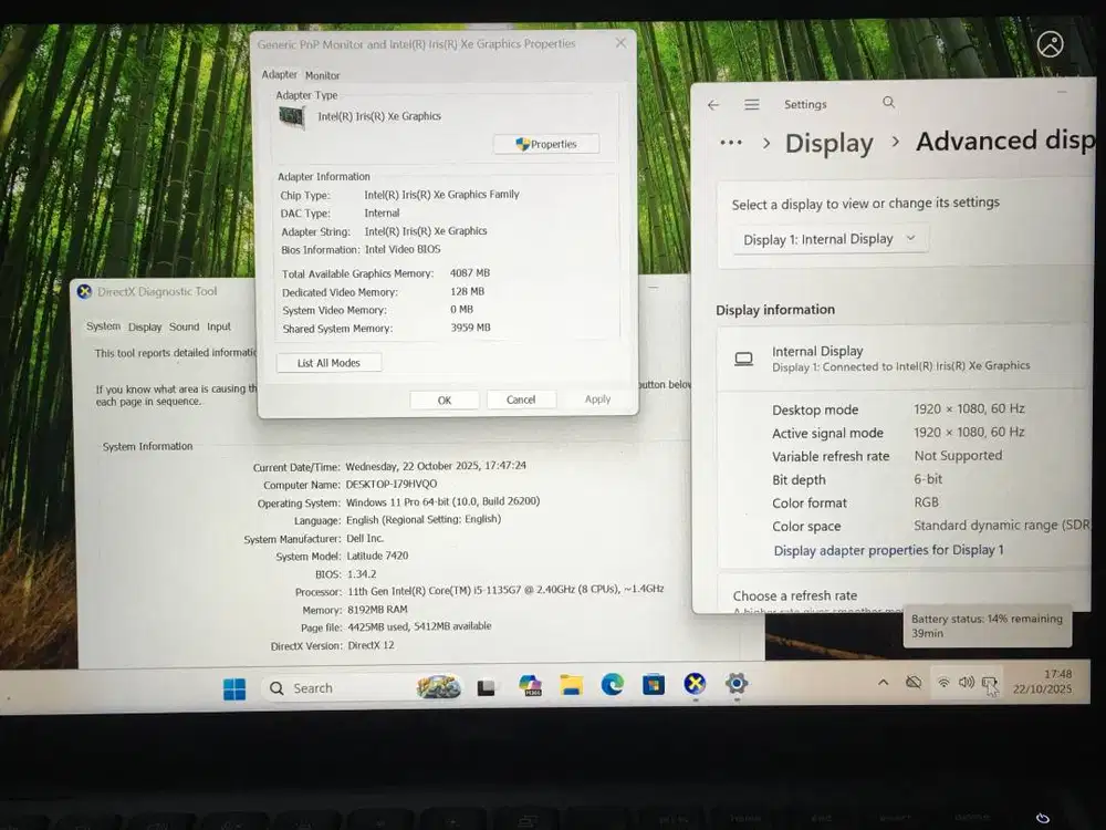 DELL 7420 RAM 8GB DAN SSD 128GB