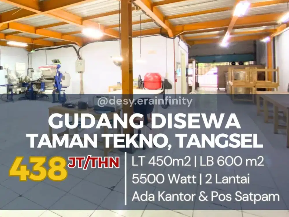 Disewakan Gudang di Taman Tekno, Tangerang Selatan