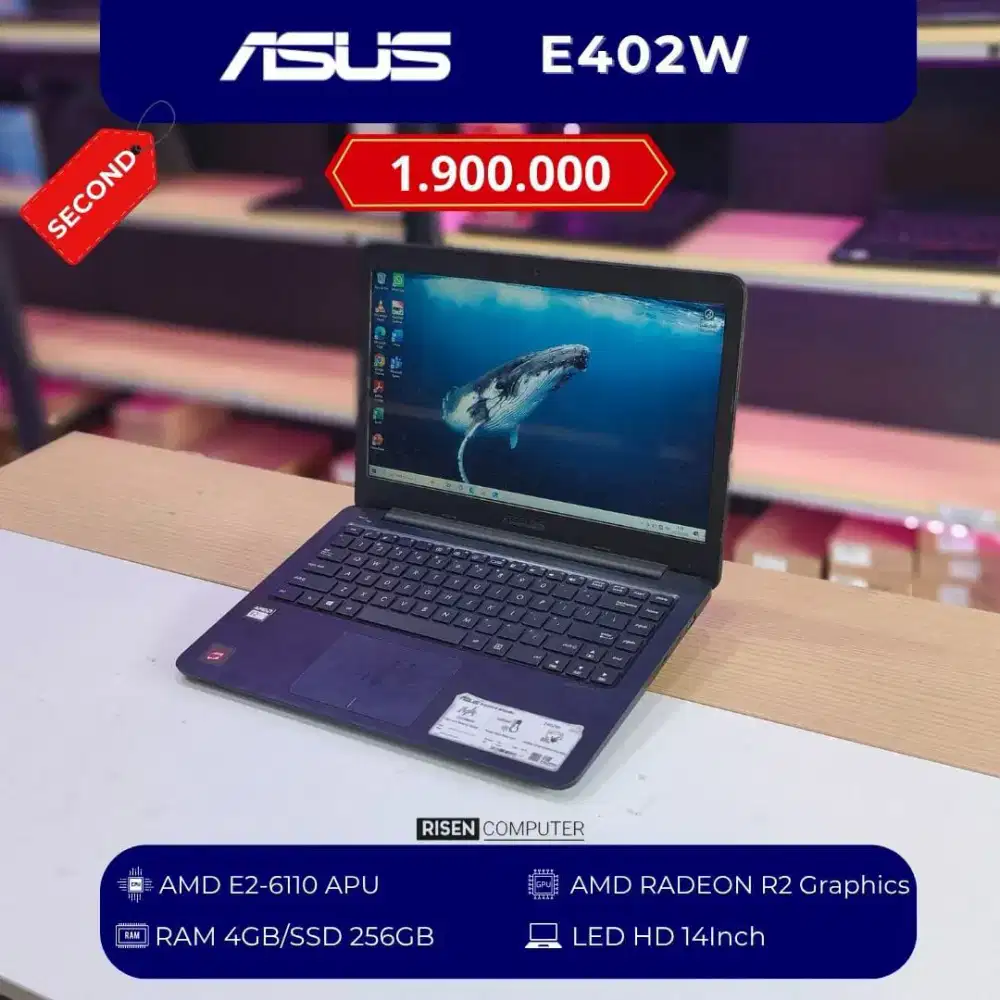 ASUS E402W AMD E2-6110 APU HD 14inch RAM 4GB SSD 256GB Notebook Second