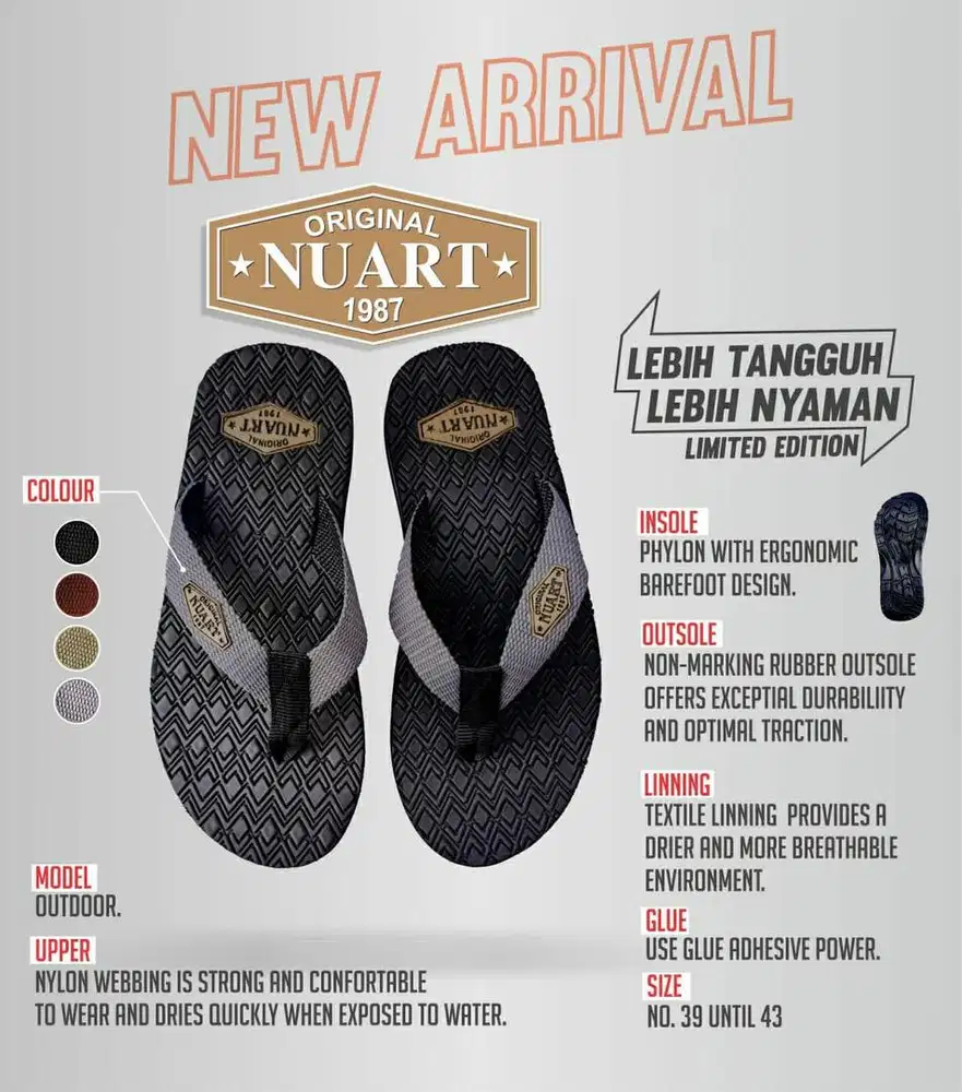 Sandal gunung Nuart original awet tebal