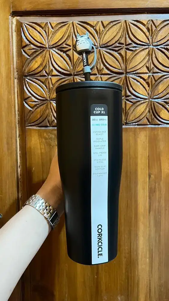 Corkcicle matte black straw