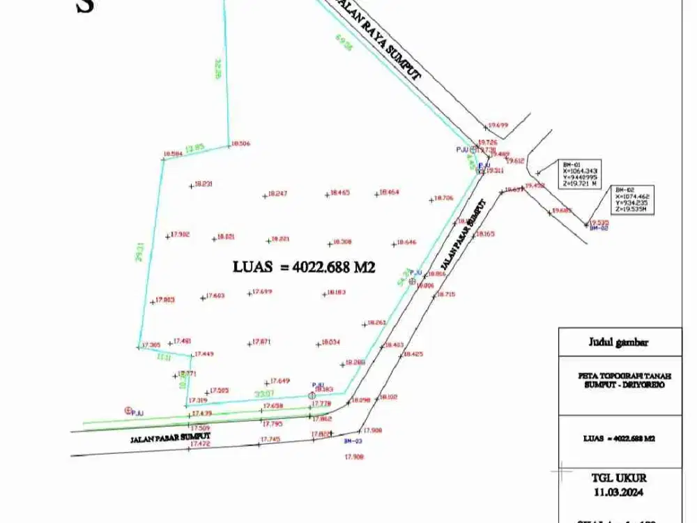 Di Jual Tanah 4022m² di jalan Raya Sumput Gresik cocok u/ gudang atau perumahan
