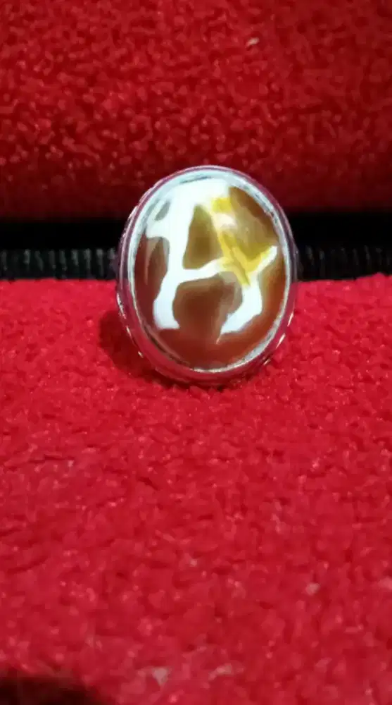 Cincin batu akik Sulaiman motif huruf A