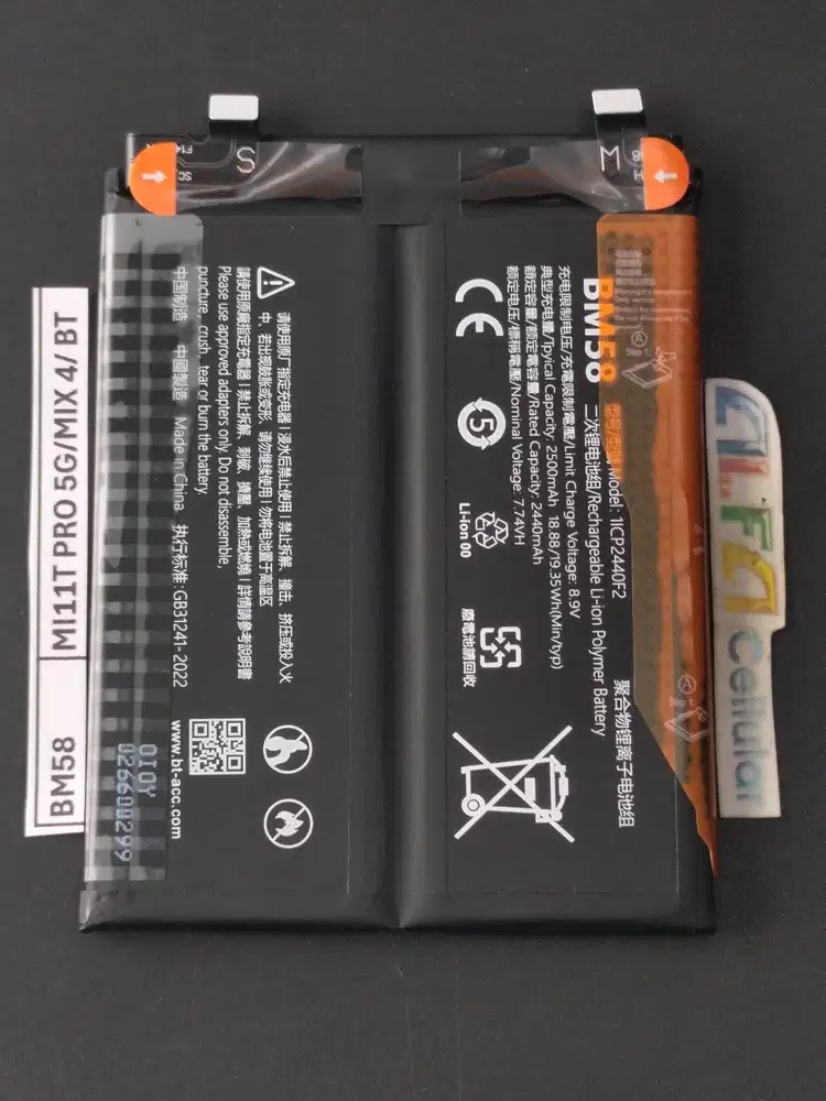 Baterai XIAOMI MI11T PRO/MI 11T PRO Baterai MIMIX 4 Batery BM58 Origin