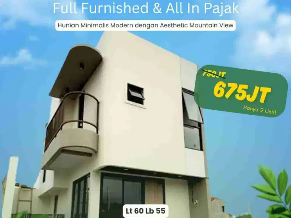 rumah rasa villa sejuk murah 600 jtan 2 lt full furnished di Ngamprah