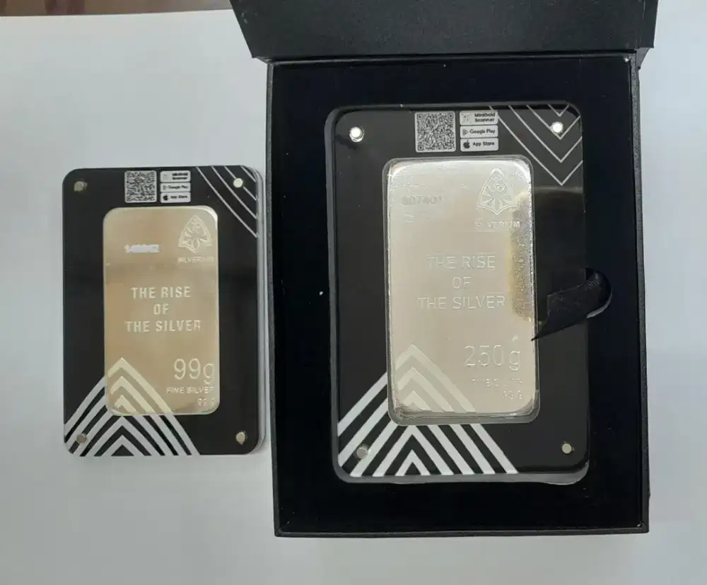 Silverium 99gr perak asli 99.9% sertificat barcod qris sni
