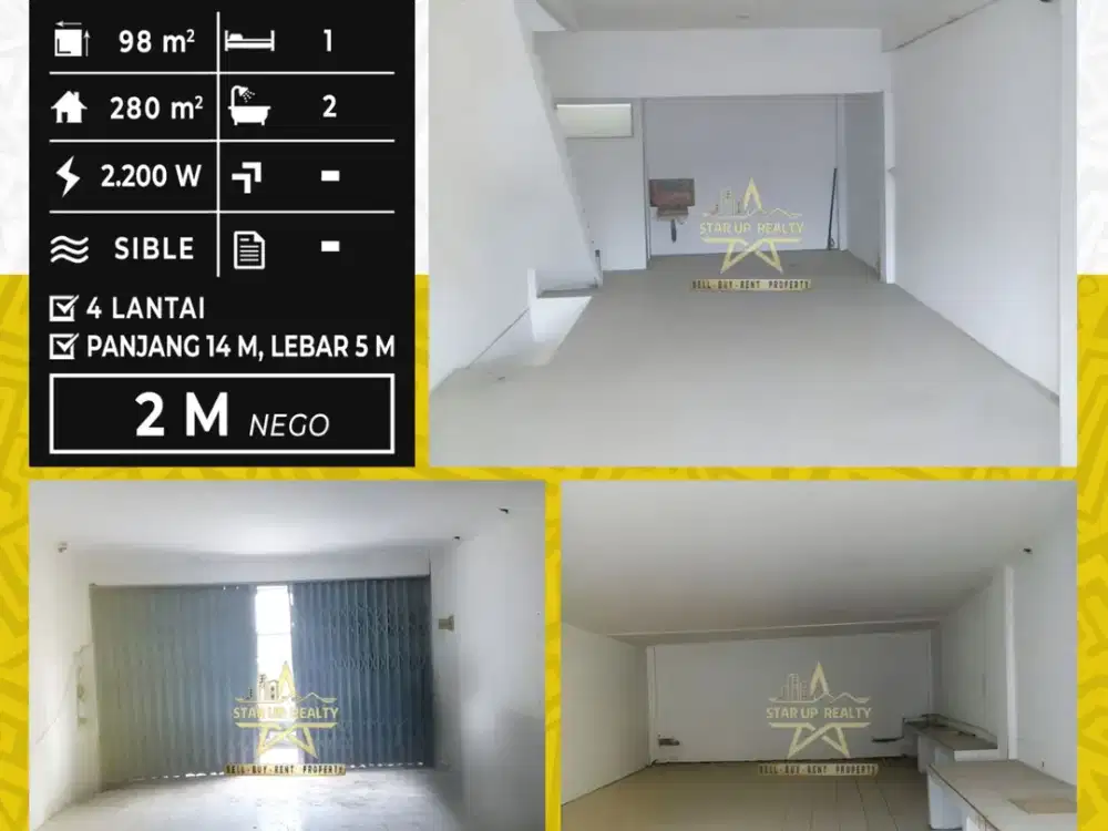 2M nego Dijual Ruko Kopo Mas 4 lantai lt 98 lb 280