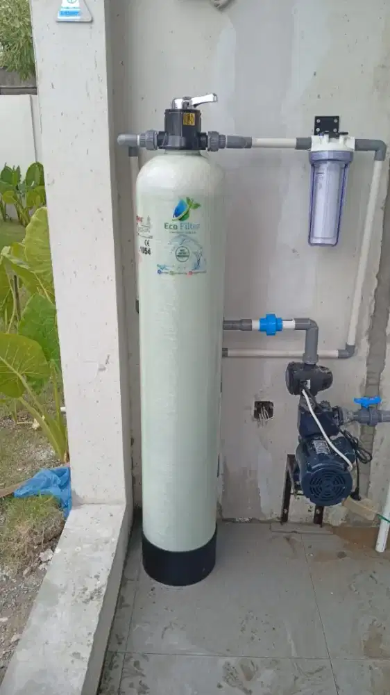 Filter air PDAM yang menguning dan ada endapan jika didiamkan di bak