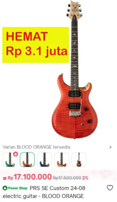 HEMAT 3juta !!! PRS SE Custom 24-08 Blood Orange 100%BARU