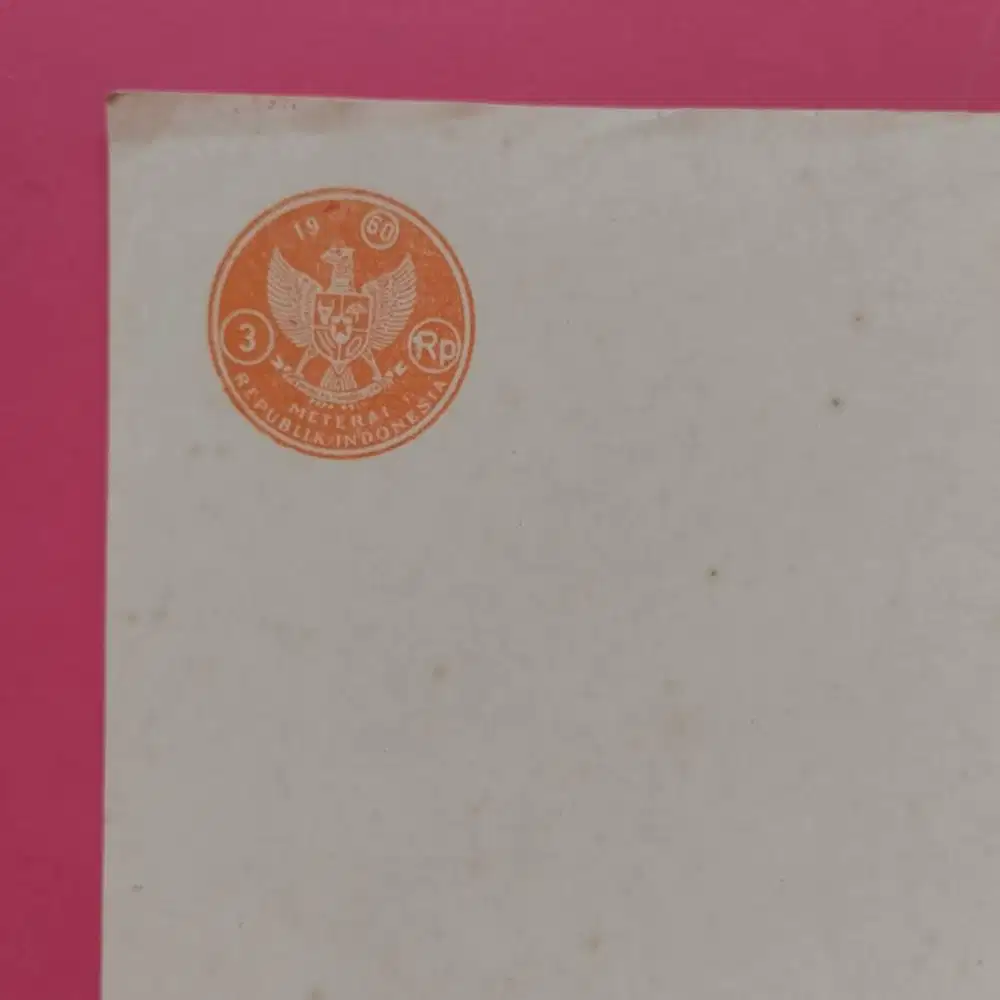 Kertas Segel Kuno Rp 3 Tahun 1960 Single