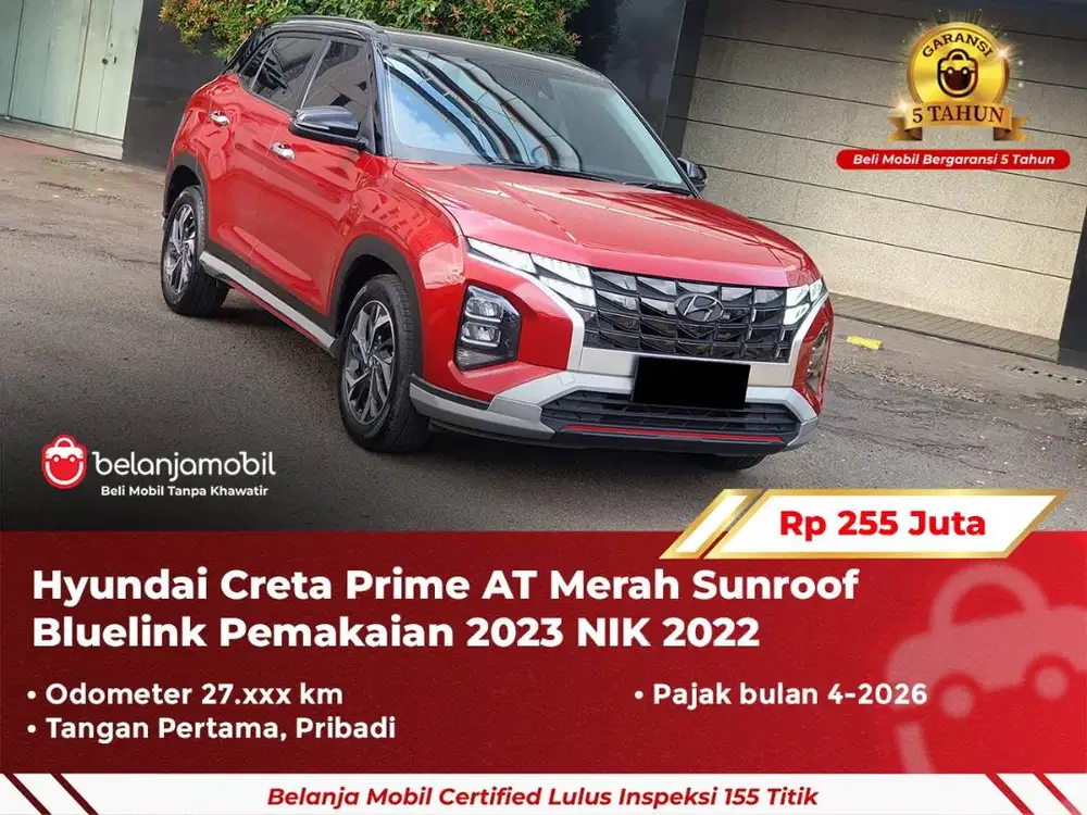 [ GARANSI 5TH ] Hyundai Creta Prime AT Merah Sunroof NIK 2022/2023